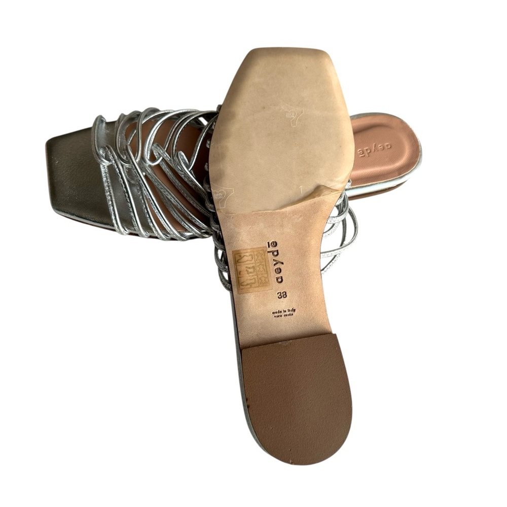 🆕 Aeyde Strappy Sandals Silver Leather - Picture 10 of 11